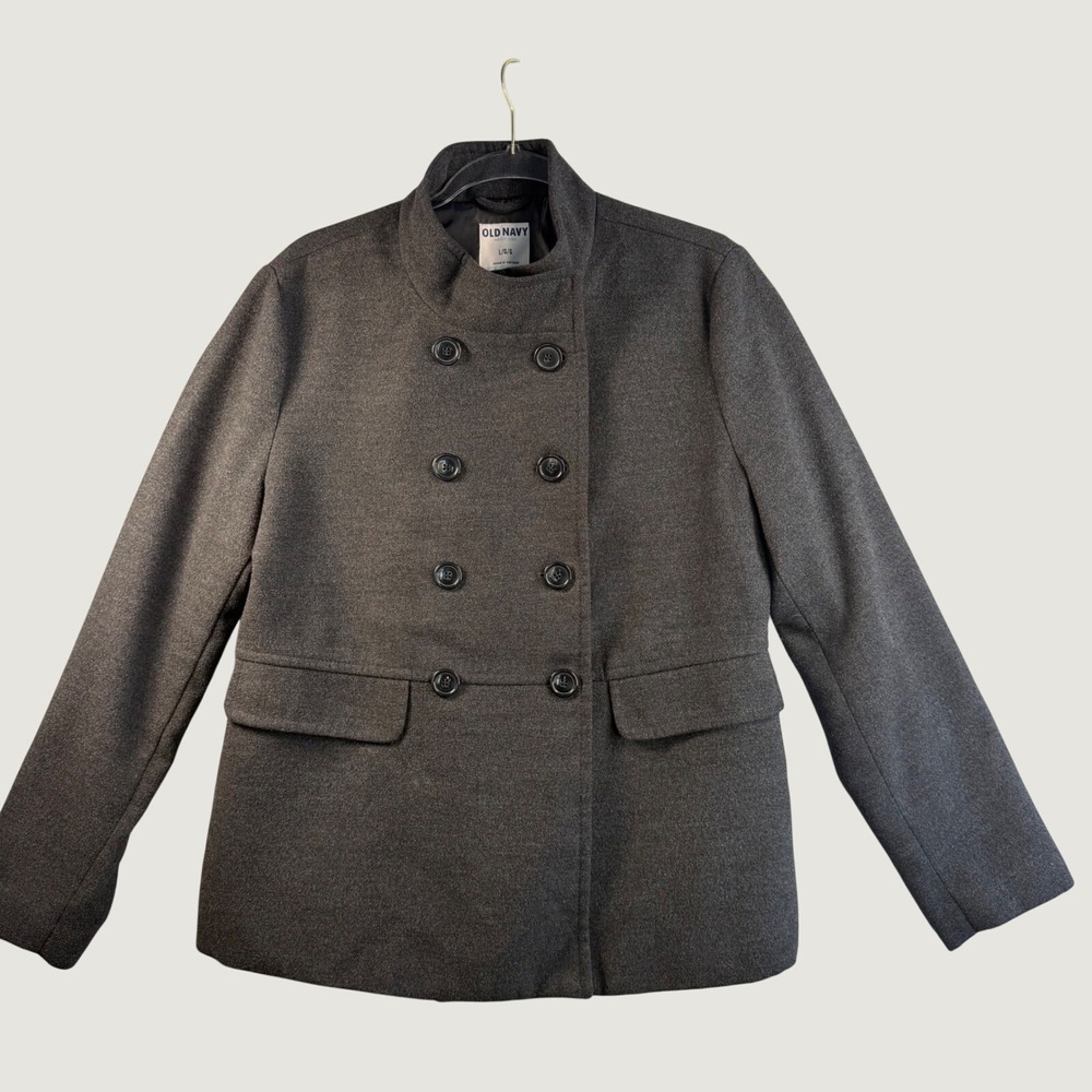 Old Navy Pea Coat Womens Large Grey Excellent Polyester Blend